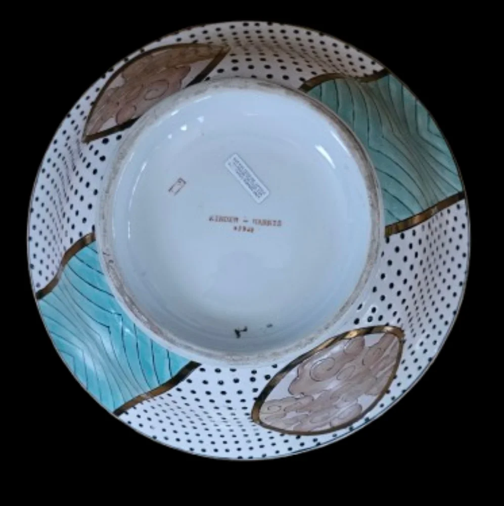 *Kinder Vintage Harris Bowl With Polkadots, Chinoiserie Chic Style